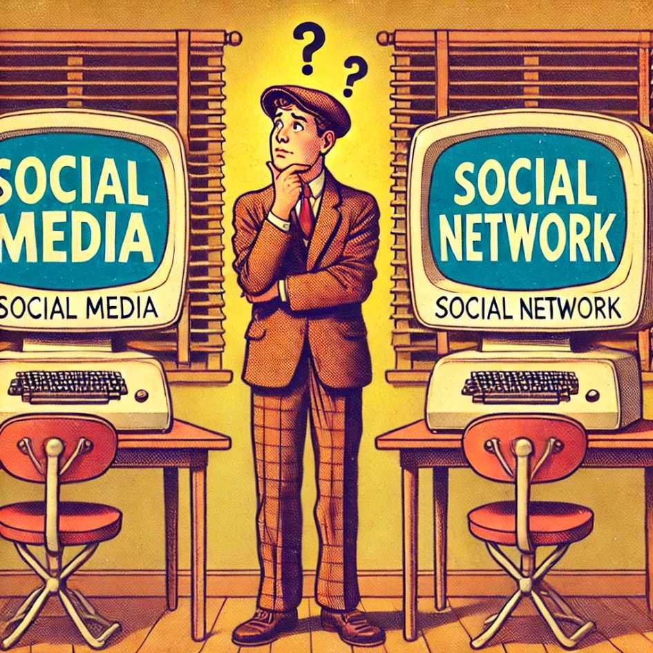 social media o social network? Nell'immagine una persona è indecisa tra le due.